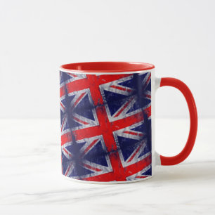 England: Blaue und rote Flagge Tasse