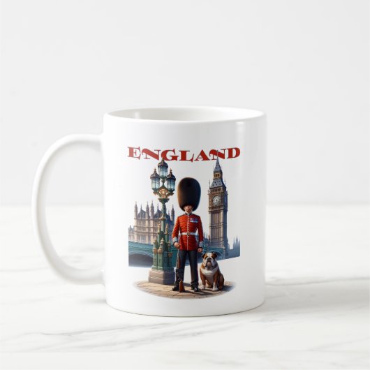 England Buckingham Palace Guard and Bulldog Kaffeetasse (Links)