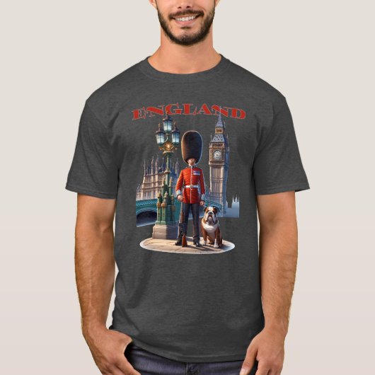 England Buckingham Palace Guard and Bulldog T-Shirt (Vorderseite)