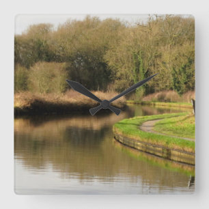 England Canal Water Pond Landscape Wall Clock Quadratische Wanduhr