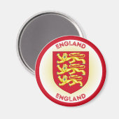 England Coat of Arms Circle Shape Magnet (Vorderseite/Rückseite)