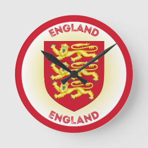 England Coat of Arms Circle Shape Runde Wanduhr