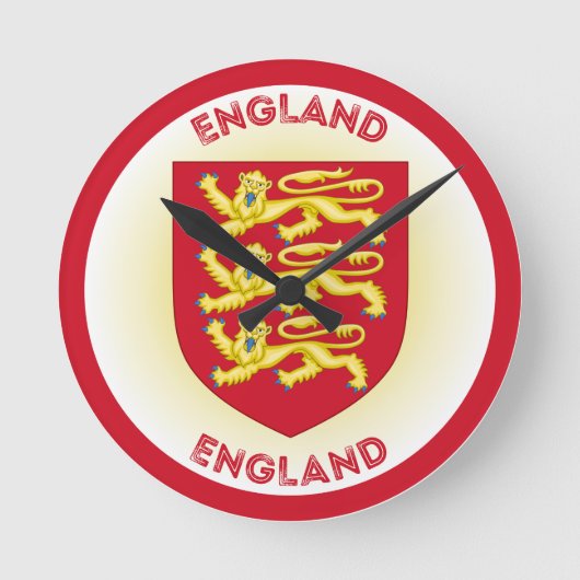 England Coat of Arms Circle Shape Runde Wanduhr (Vorderseite)