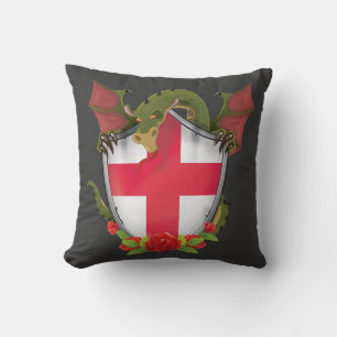 England-Drache und Schild mit englischer Flagge Kissen
