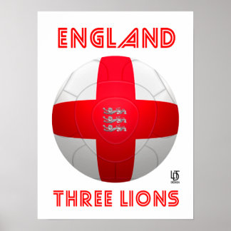 England - Drei Löwen Fußball Poster