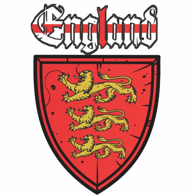 England Drei Löwen Holzschild Freistehende Fotoskulptur (Vorne)