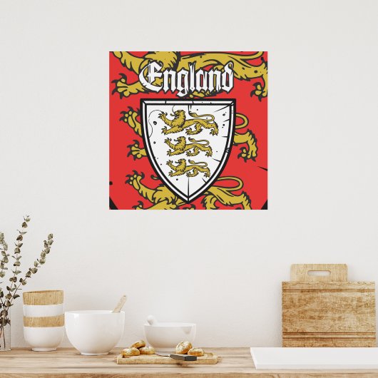 England: Drei Löwen-Schild Poster (Küche)