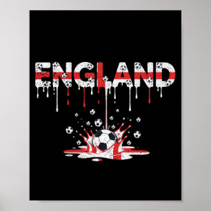 England Dripping Flag Football Poster