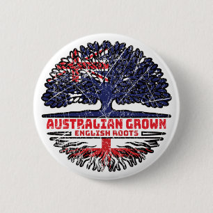 England Englisch Australian Australia Tree Roots Button