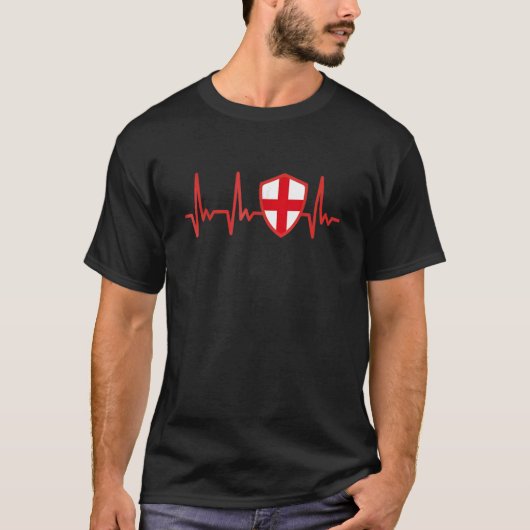 England Englisch Flag Heartbeat Proud T-Shirt (Vorderseite)