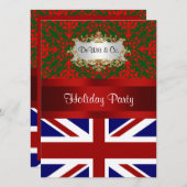 England Fahndung Weihnachtsfeiertag Damask 2 V Par Einladung (Vorne/Hinten)