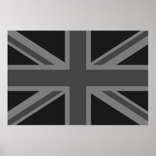 England Flag Black Gray Poster