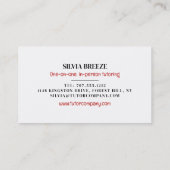 England Flag, English Language Tutor, Lehrer Visitenkarte (Rückseite)