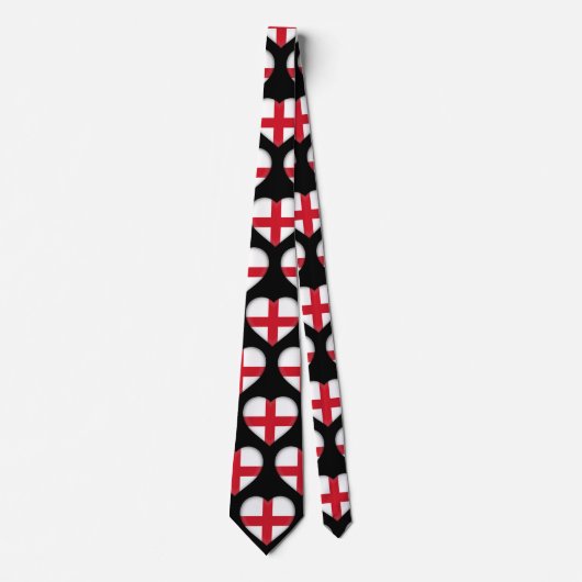 England Flag Farben Herz Muster Neck Tie Krawatte (Vorderseite)