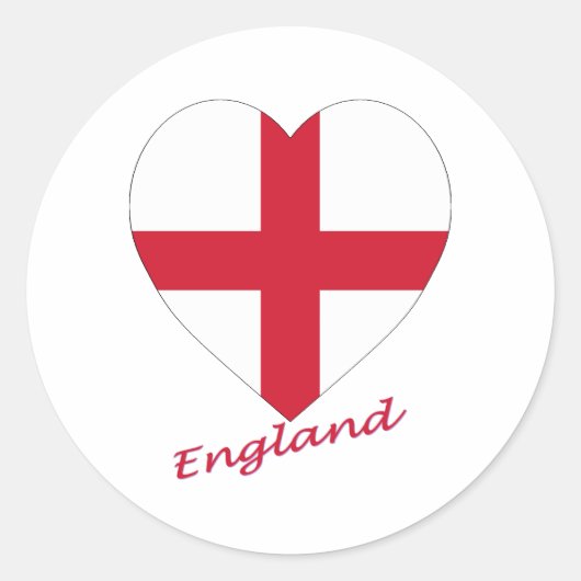 England Flag Herz Runder Aufkleber (Vorderseite)