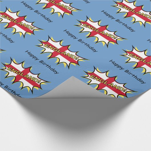 England Flag Kapow Comic Style Star Geschenkpapier (Ecke)