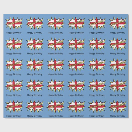 England Flag Kapow Comic Style Star Geschenkpapier (Flach)