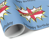 England Flag Kapow Comic Style Star Geschenkpapier (Rolleneckpunkt)