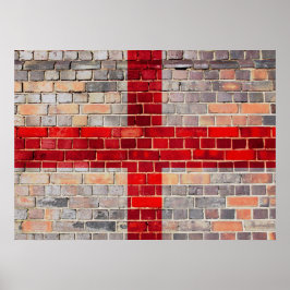 England flag on a brick wall poster