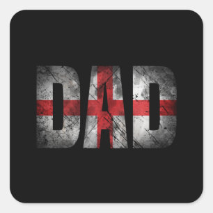 England Flag Papa Shirt Retro-Design Vatertag Quadratischer Aufkleber
