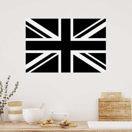 England Flag Schwarz-weiß Poster (Küche)