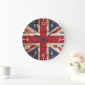 England-Flagge für altes Holzkörnchen Große Wanduhr (Zuhause)