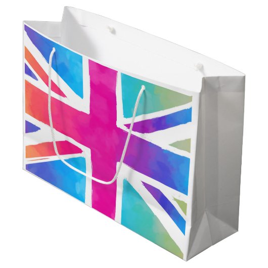 England-Flagge Große Geschenktüte (Vorderseite Schrägansicht)