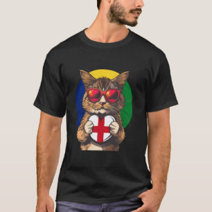 England-Flagge Katze Sonnenbrille Englische Wurzel T-Shirt