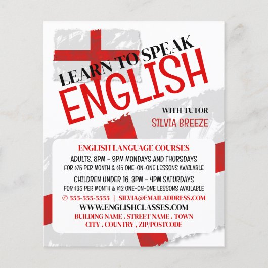 England-Flagge, Werbung für Englischkurse Flyer (Vorne)