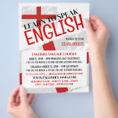 England-Flagge, Werbung für Englischkurse Flyer (Hand)