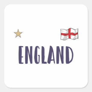 England Football Fan Shirt Englische Flagge Quadratischer Aufkleber