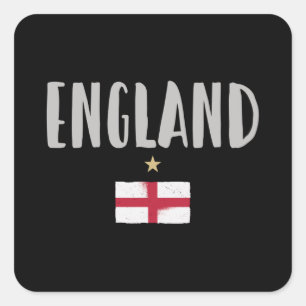 England Football Fan Shirt Englische Flagge Quadratischer Aufkleber