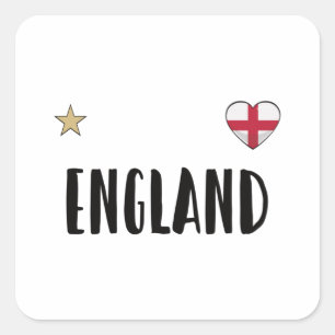 England Football Fan Shirt Englische Flagge Quadratischer Aufkleber