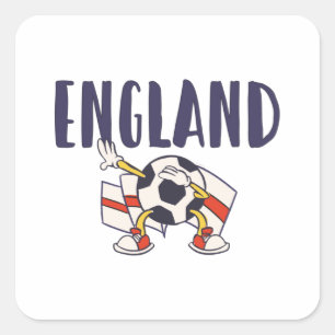 England Football Fan Shirt Englische Flagge Quadratischer Aufkleber
