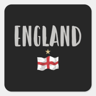 England Football Fan Shirt Englische Flagge Quadratischer Aufkleber