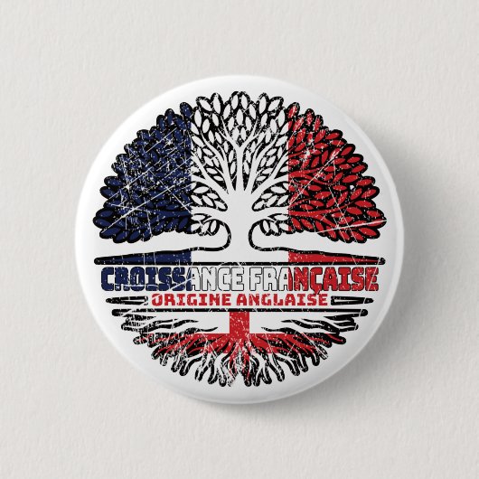 England, Französisch-Frankreich Tree Roots Flag Button (Vorderseite)