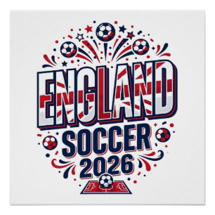 England Fußball 2026 Fußball Fett Land Typografie Poster