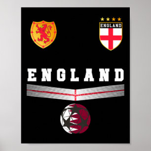 England Fußballfans Trikot Englische Flagge Fußll  Poster