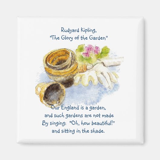 England Garden Verse mit Aquarellmalerei Magnet (Vorne)