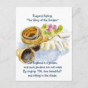 England Garden Verse mit Aquarellmalerei Postkarte