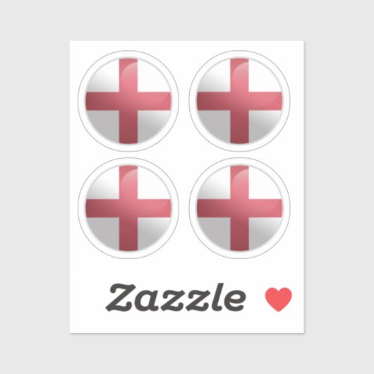 England Glossy Circle Flag Aufkleber (Blatt)