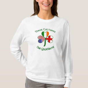 England Irland USA Kleeblatt Flag Personalisiert T-Shirt