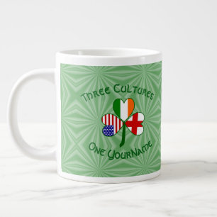 England Irland USA Kleeblatt Flagge Personalisiert Jumbo-Tasse