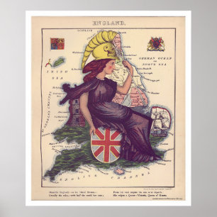 England Karikatur Karte 1868 Poster