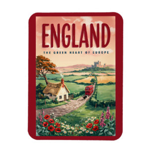 England Landschaft Illustration Reise Kunst Retro Magnet