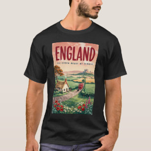 England Landschaft Illustration Reise Kunst Retro T-Shirt