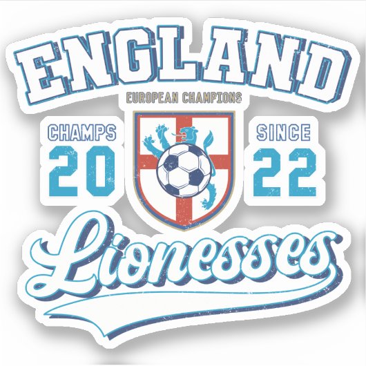 England Lionesses Champions 2022 College Style Aufkleber (Vorderseite)
