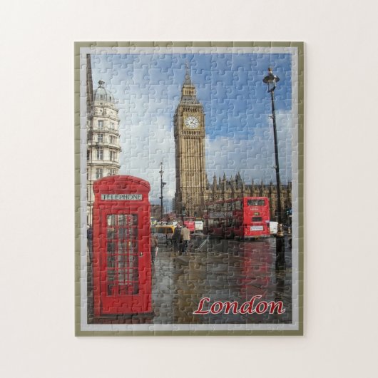 England - London - Big Ben - Doppeldecke - Puzzle (Vertikal)