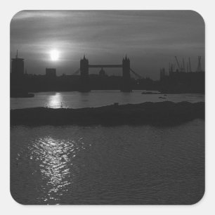 England London Sonnenuntergang Tower Bridge 1970 Quadratischer Aufkleber