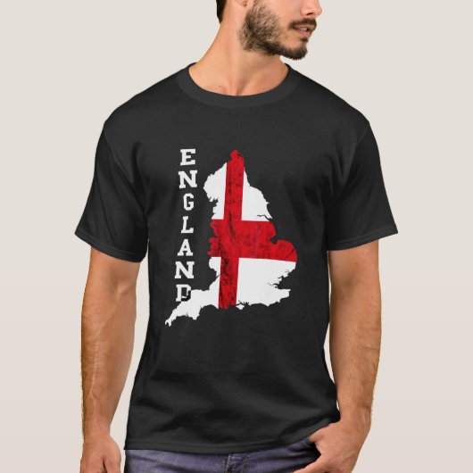 England Map St George's Cross English Flag Englisc T-Shirt (Vorderseite)